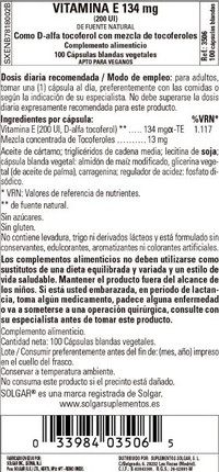 Vitamin E 200 IU Solgar Natural Antioxidant