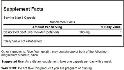 Capsules Swanson Argentinian Desiccated Beef Liver