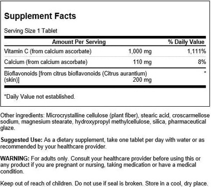Swanson Buffered Vitamin C with Bioflavonoids 1000mg Tablets