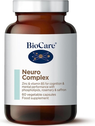 Biocare Neuro Complex Zinc Vitamins C B5 for Cognitive Support Mental Health Wellbeing with Rosemary Sage Capsules