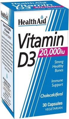 Health Aid Vitamin D3 20,000IU Capsules