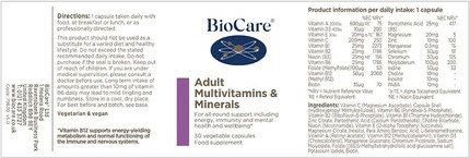 Biocare Adult Multivitamin and Mineral Supplement