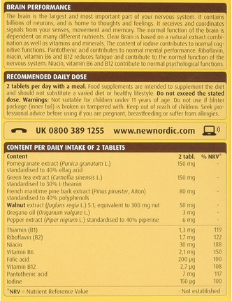 Tablets New Nordic Clear Brain