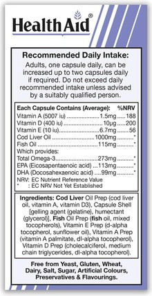 Capsules Health Aid Cod Liver Oil 1000mg