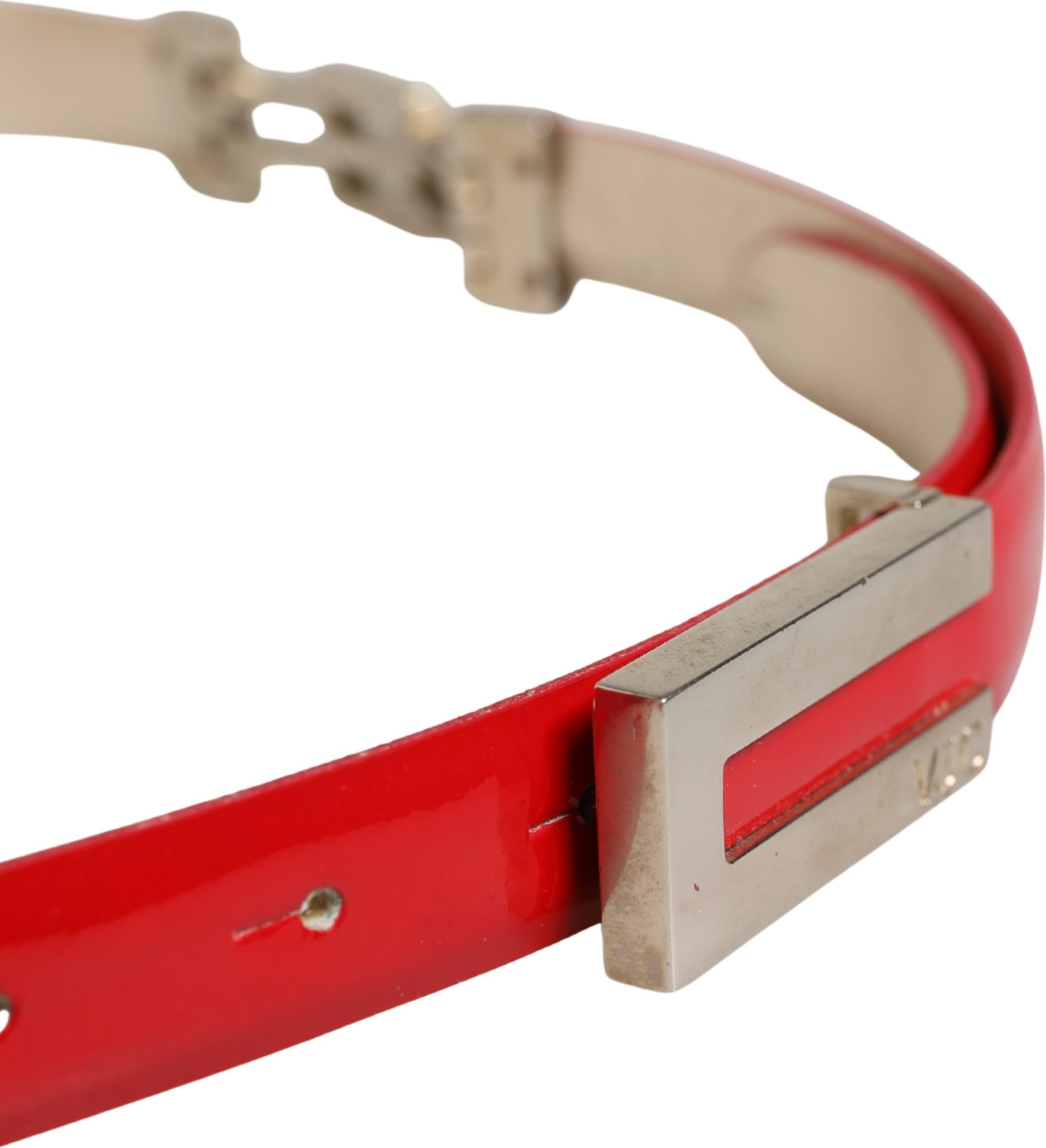Gürtel Versace Jeans Couture Rot Glänzendes Leder mit Metallschnalle