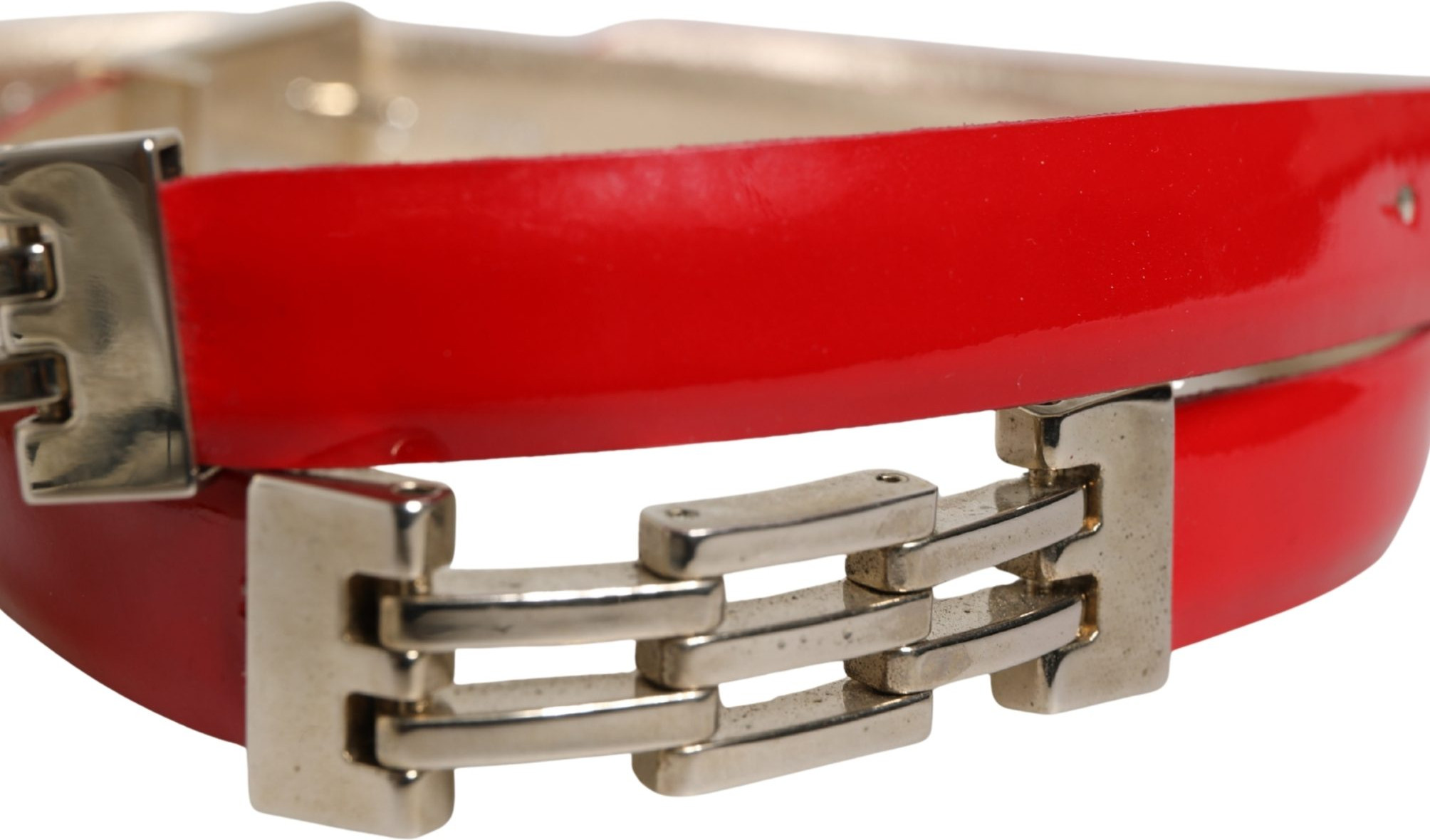 Gürtel Versace Jeans Couture Rot Glänzendes Leder mit Metallschnalle