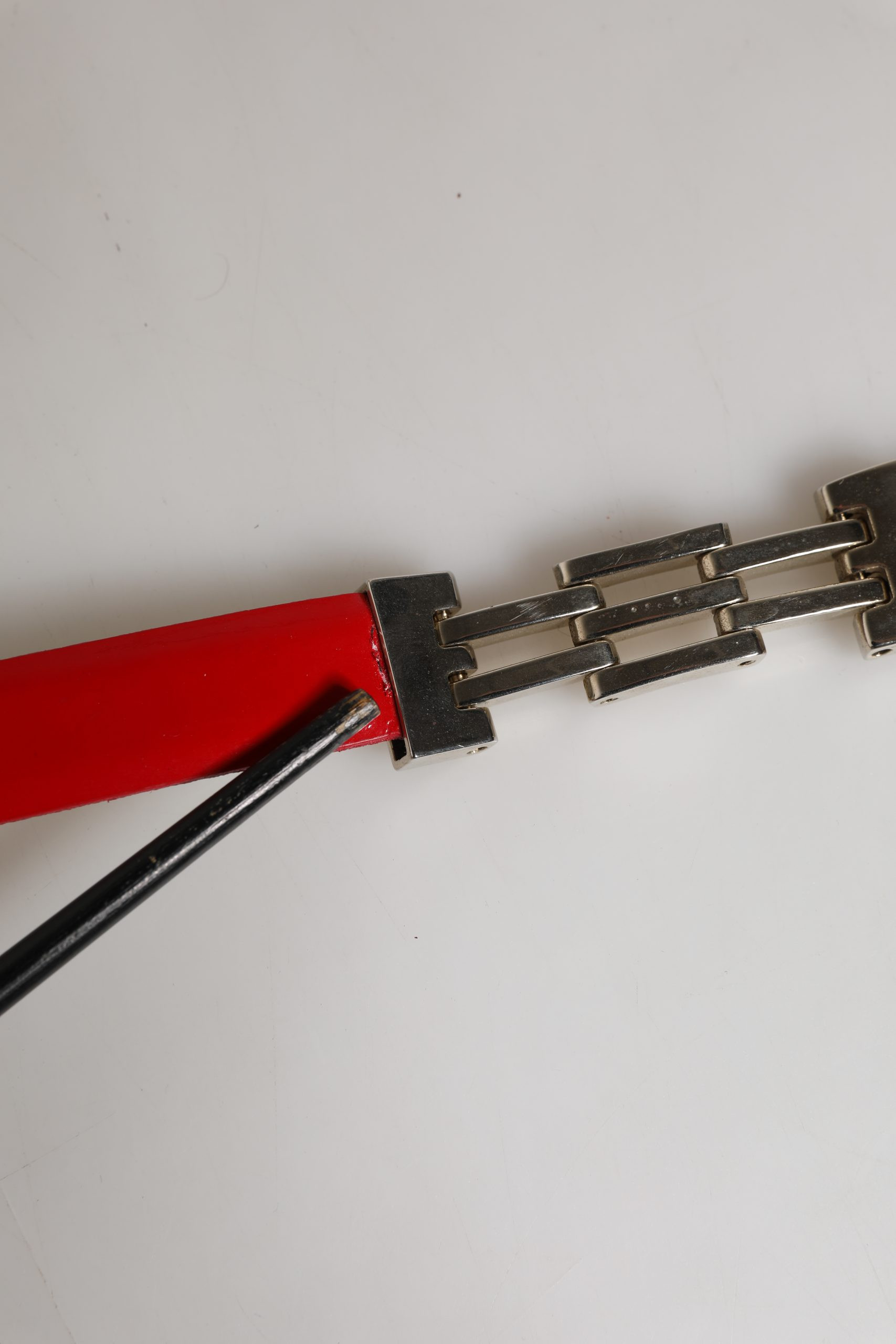 Gürtel Versace Jeans Couture Rot Glänzendes Leder mit Metallschnalle
