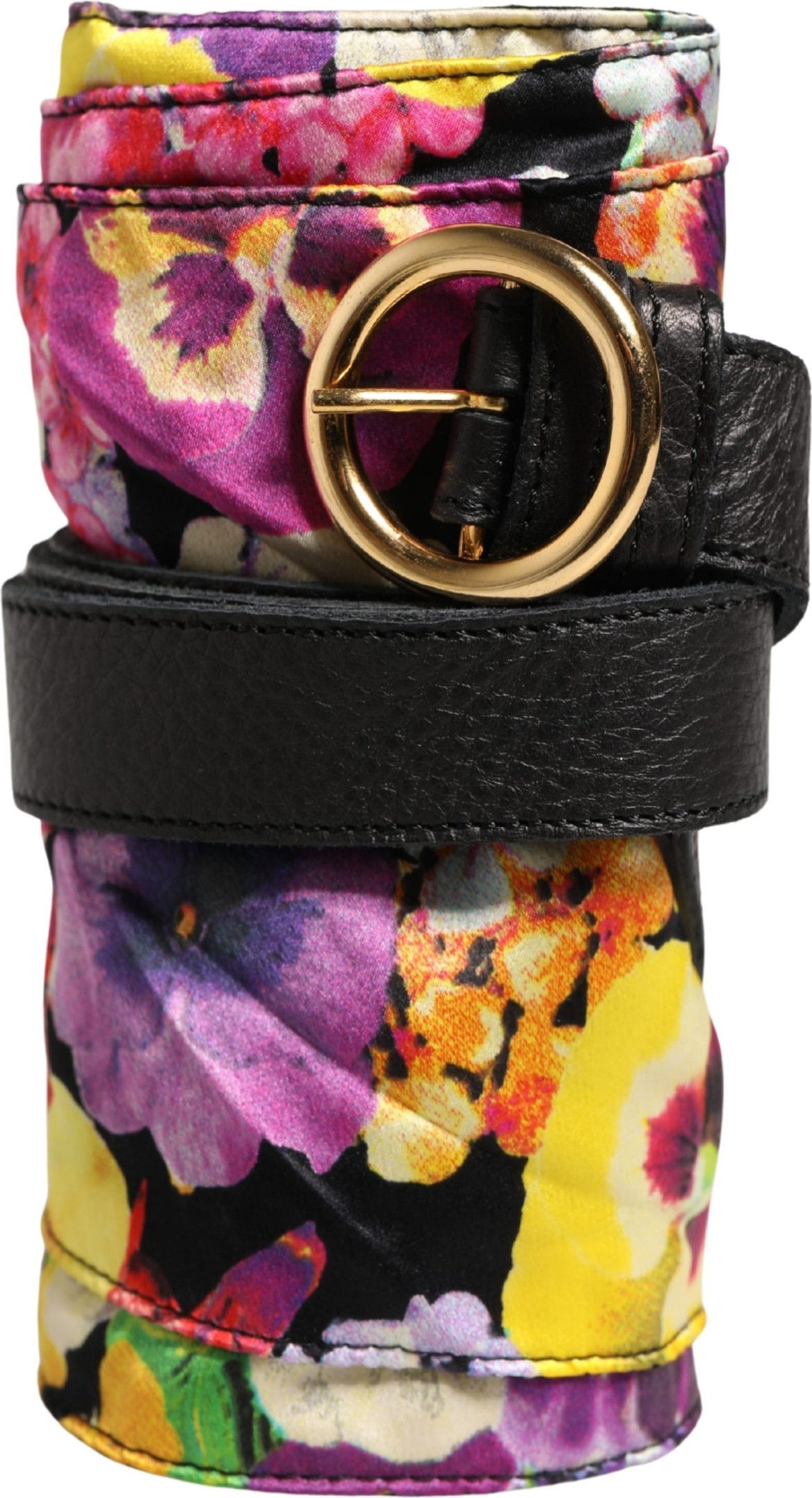 Gürtel Multicolor Blumenmuster Breiter Taillengürtel mit Goldschnalle Cavalli CLASS