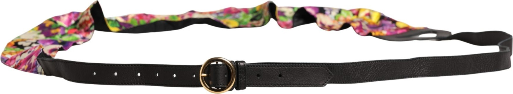 Belt Multicolor Floral Wide Waist Gold Metal Buckle Cintura Belt Cavalli CLASS