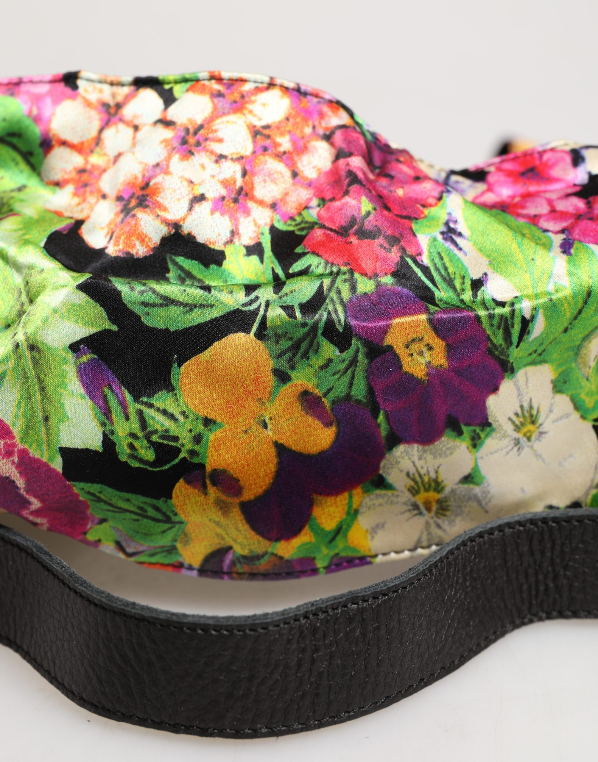 Belt Multicolor Floral Wide Waist Gold Metal Buckle Cintura Belt Cavalli CLASS