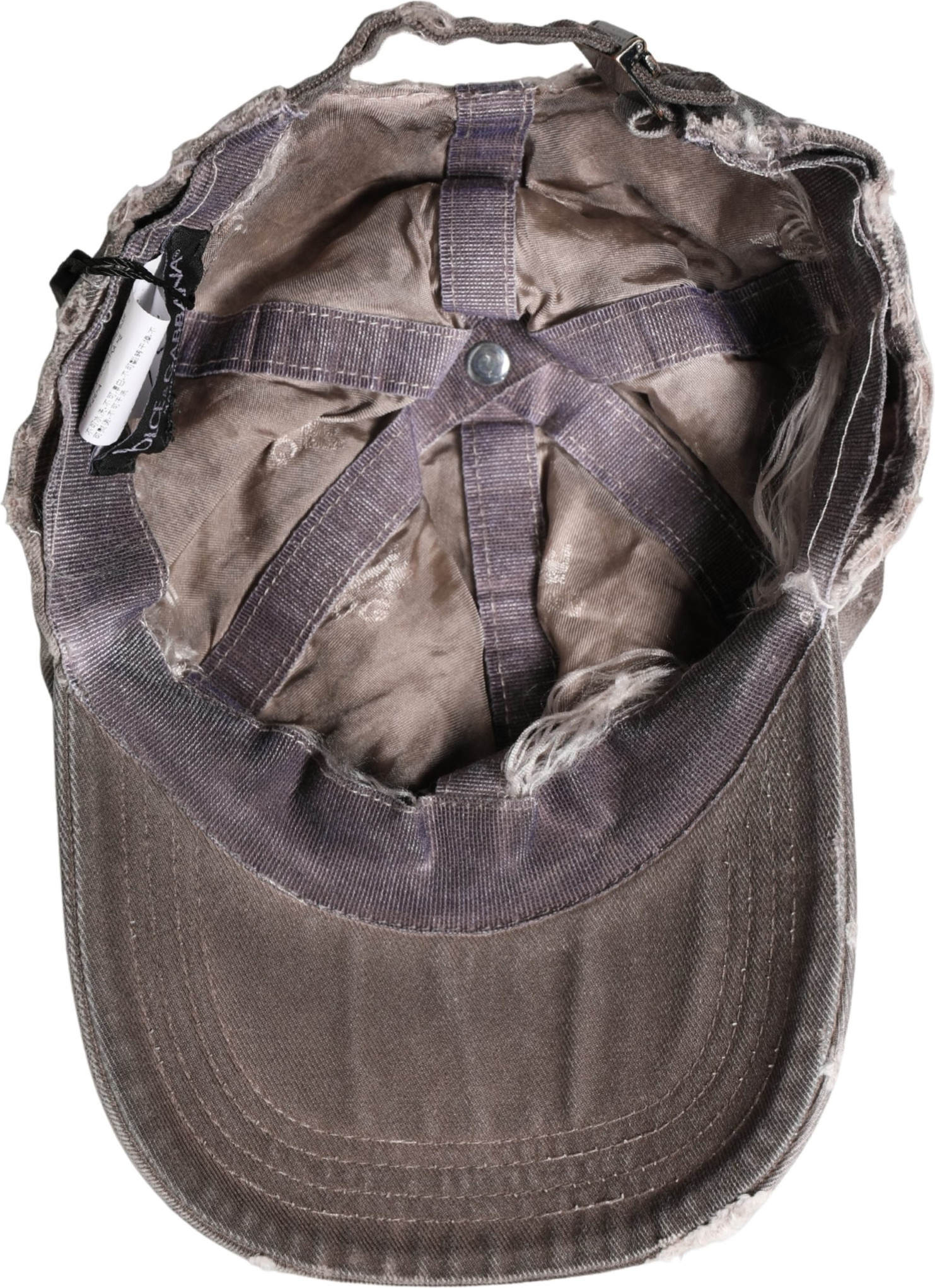 Baseball Hat Brown Cotton Distressed Baseball Capello Hat Dolce & Gabbana