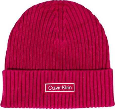 Beanie Calvin Klein PATCH CHUNKY RIB COTTON BEANIE
