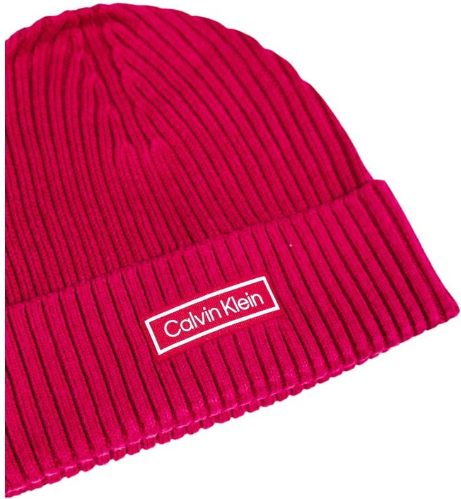Beanie Calvin Klein PATCH CHUNKY RIB COTTON BEANIE