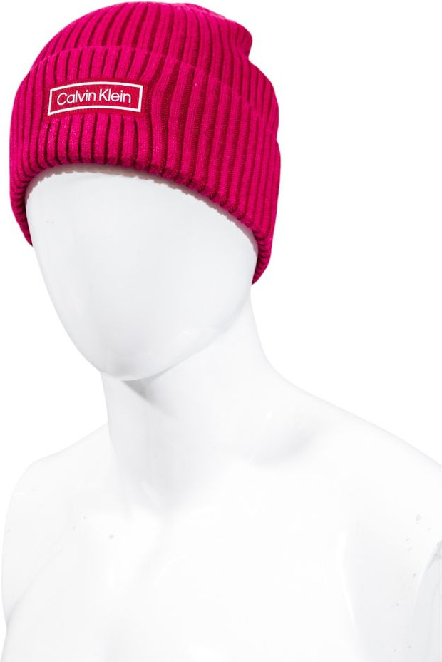 Beanie Calvin Klein PATCH CHUNKY RIB COTTON BEANIE