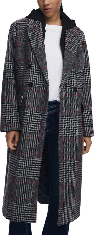 Серый пальто Desigual из полиэстера
