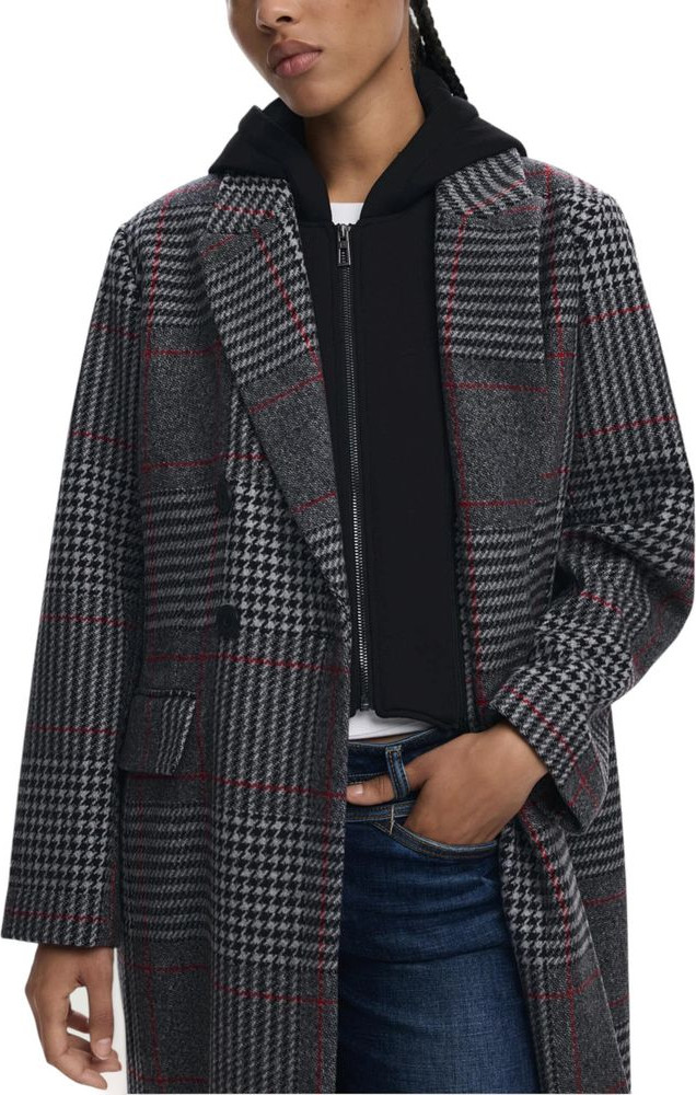 Серый пальто Desigual из полиэстера