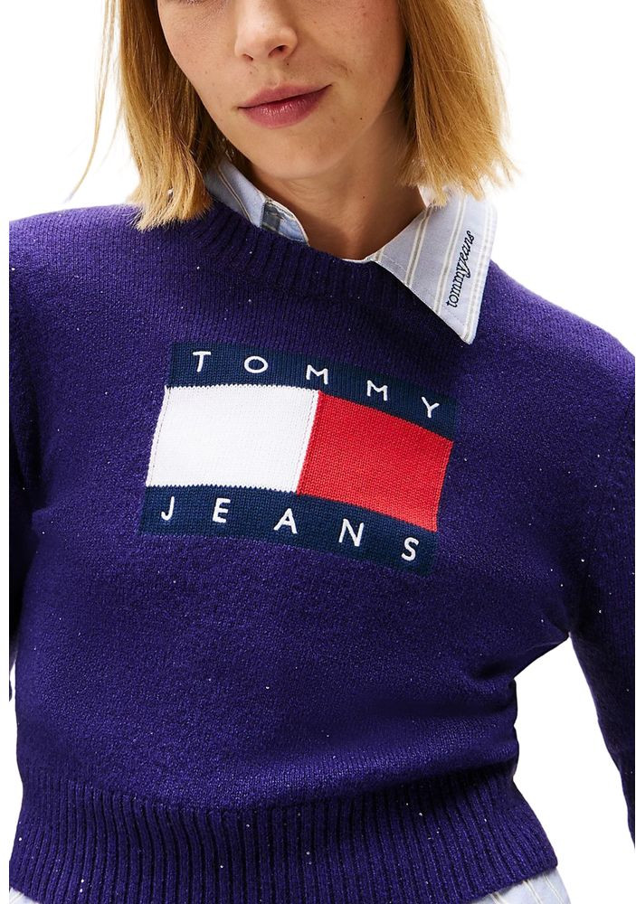 Jamoa Tommy Jeans Jigarrangli Organik Paxta Sviter