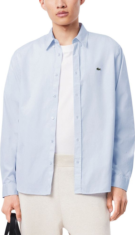 Синяя хлопковая рубашка Lacoste