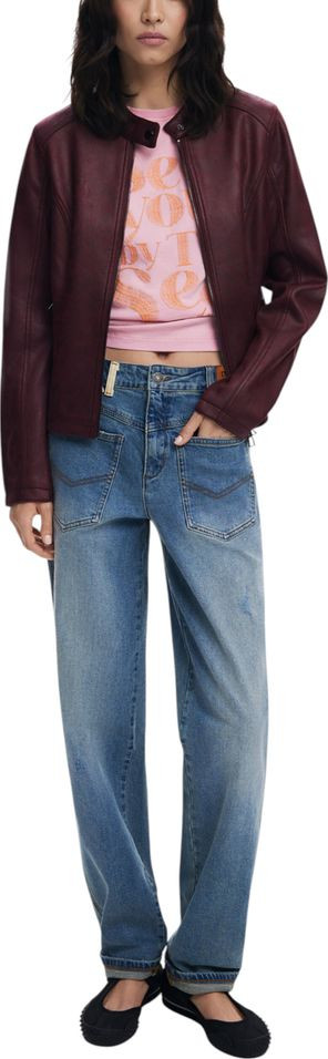Куртка Desigual Бордовая кожаная куртка