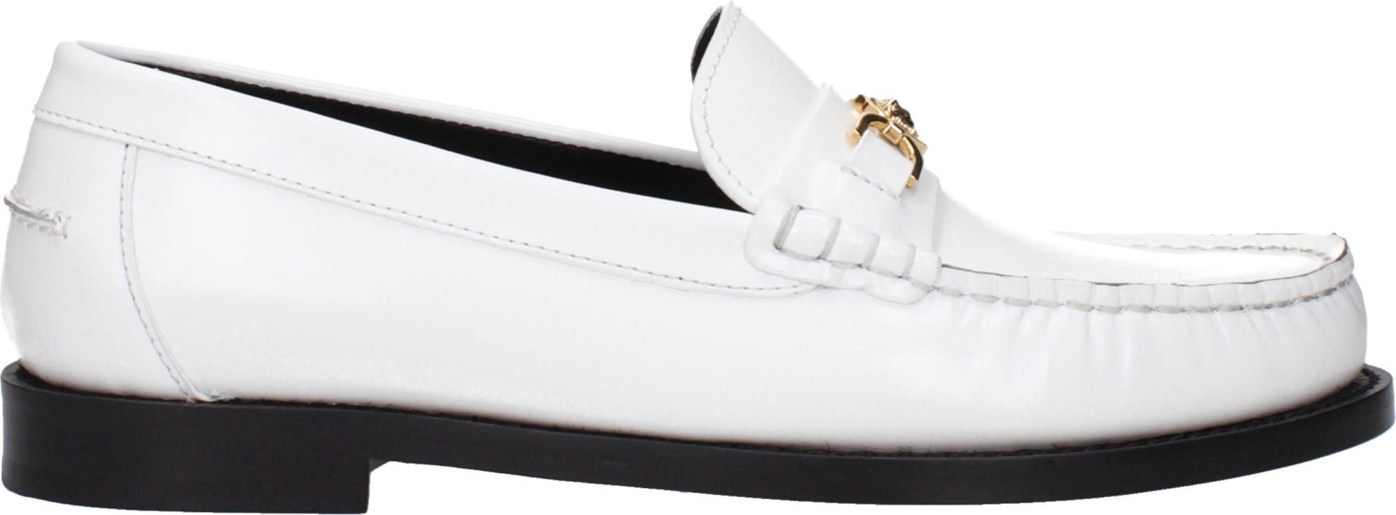 Лоферы Versace White Leather Slip-On Loafers