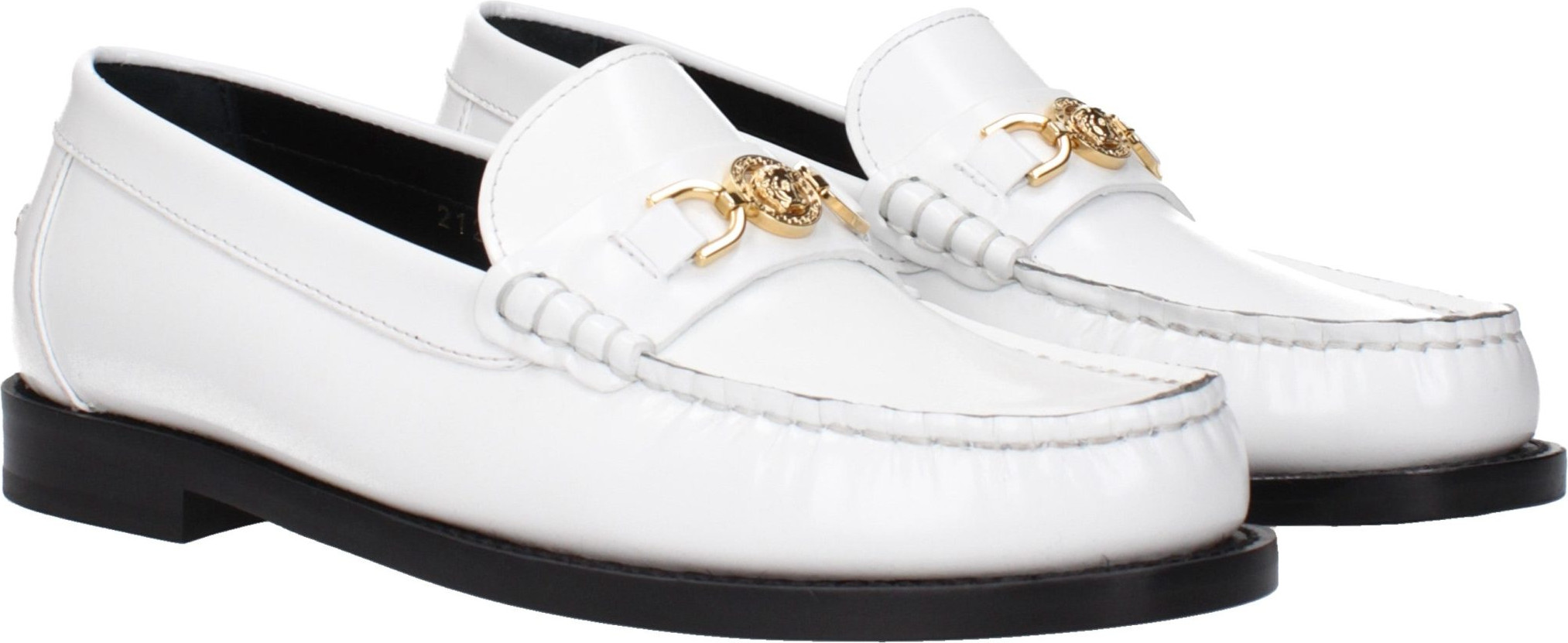 Лоферы Versace White Leather Slip-On Loafers