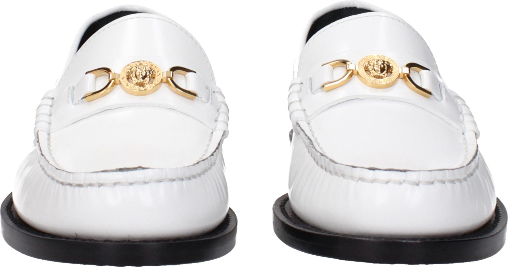 Лоферы Versace White Leather Slip-On Loafers