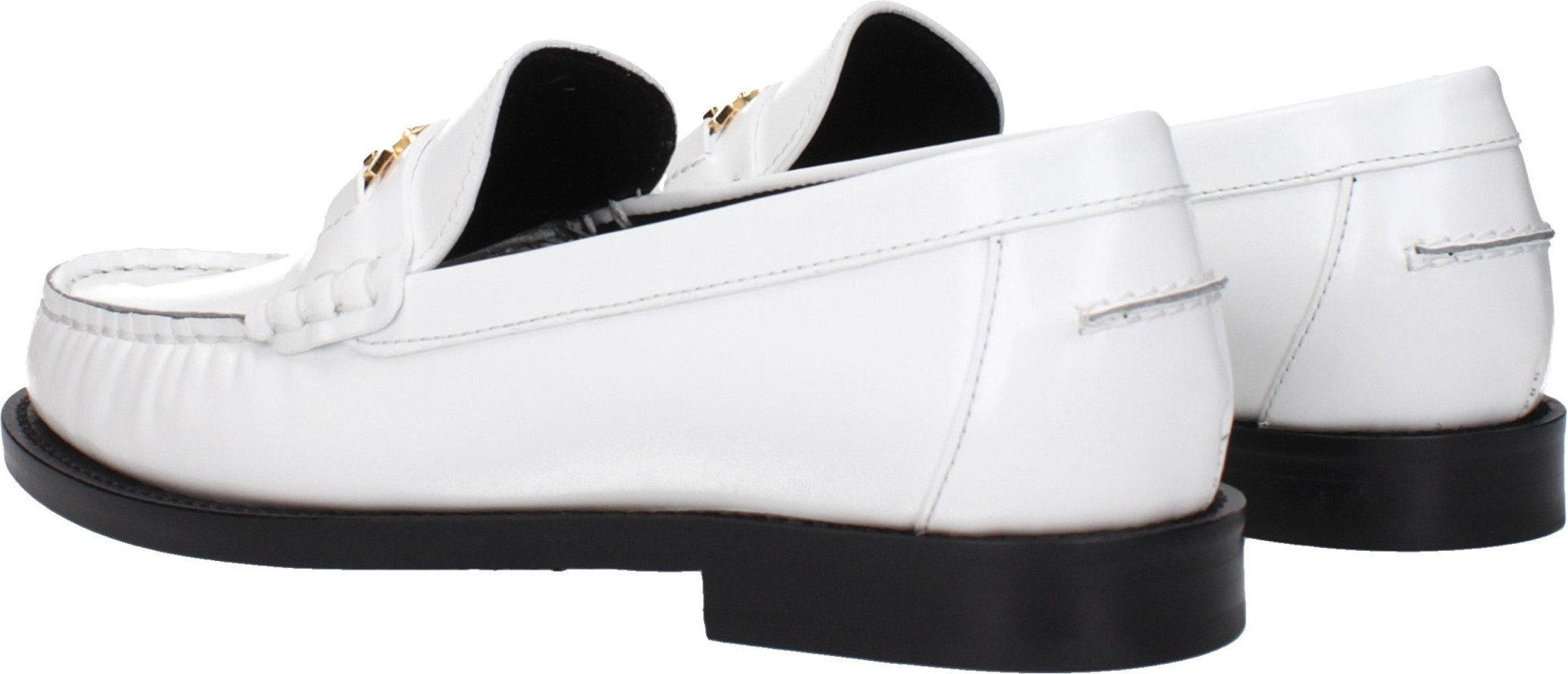 Лоферы Versace White Leather Slip-On Loafers