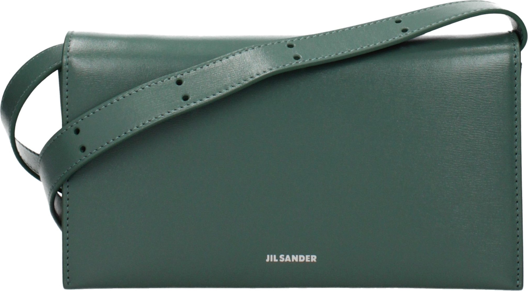 Зелёная кожаная сумка-клатч Jil Sander