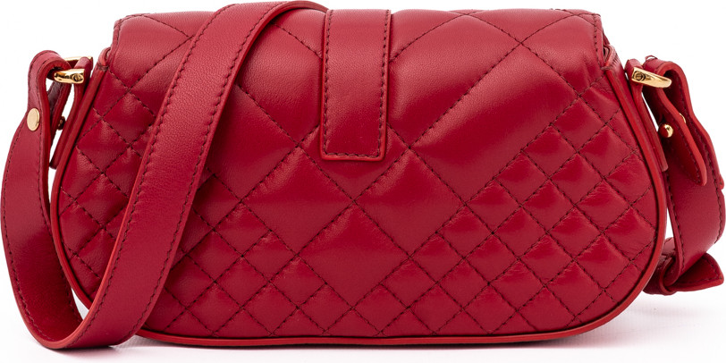 Schultertasche Versace Rotes Leder Gesteppte Schultergurt Tasche