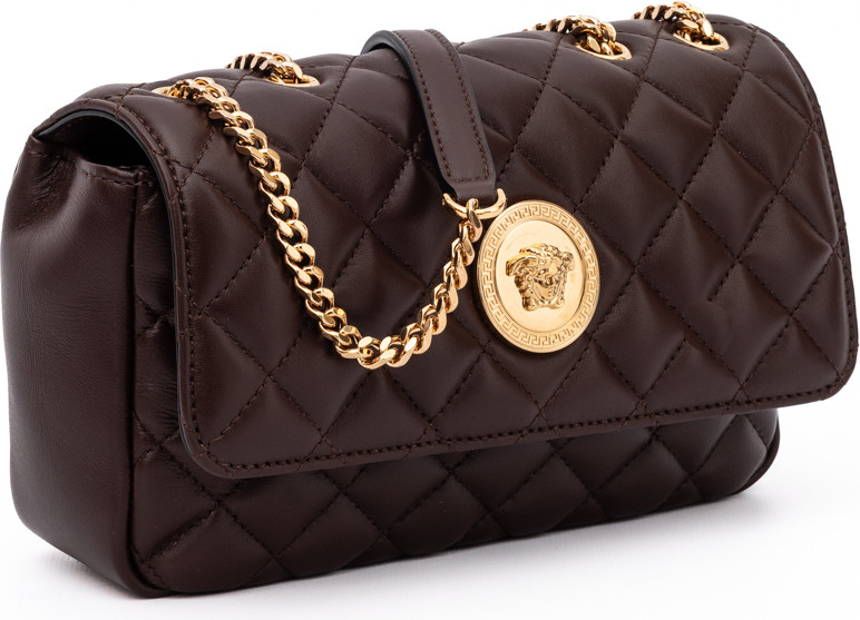 Umhängetasche Versace Braun Gesteppte Leder Umhängetasche