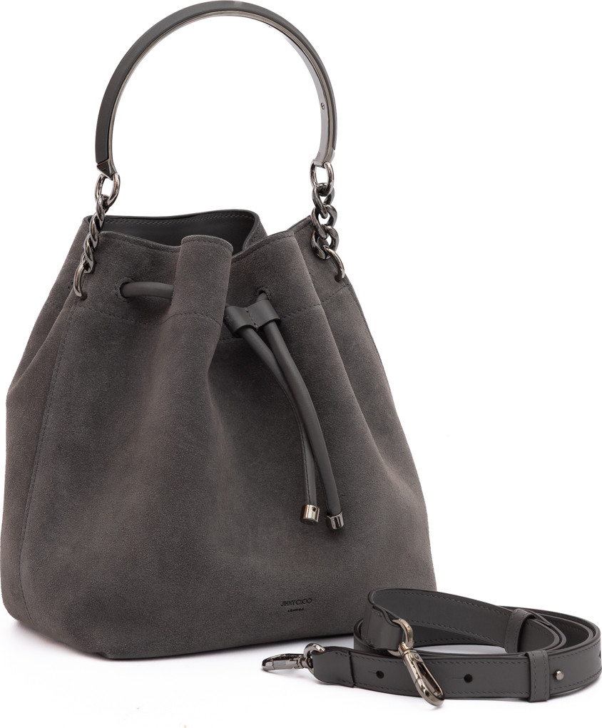Bucket Bag Jimmy Choo Eyewear Dark Grey Bon Bon Suede