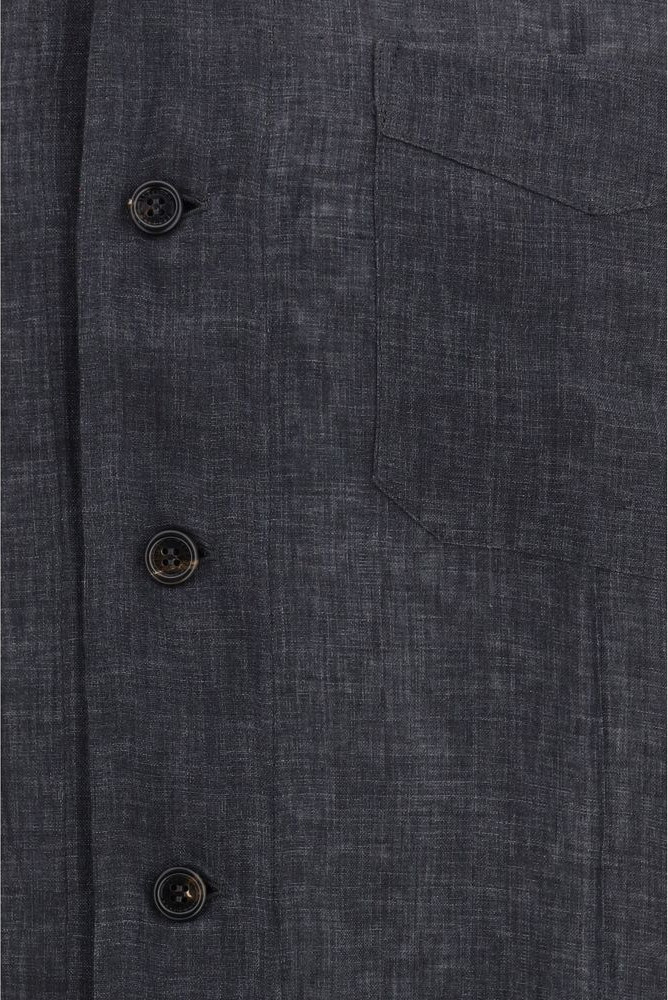 Shirt Gray Linen Brunello Cucinelli