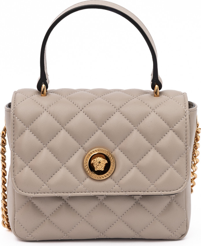 Handbag Versace Taupe Quilted Leather