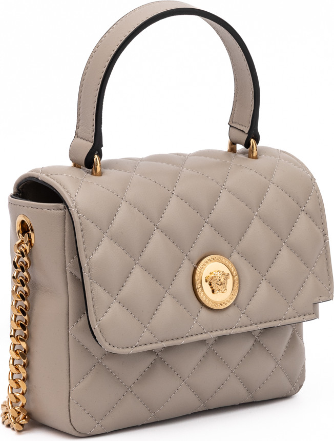 Handbag Versace Taupe Quilted Leather