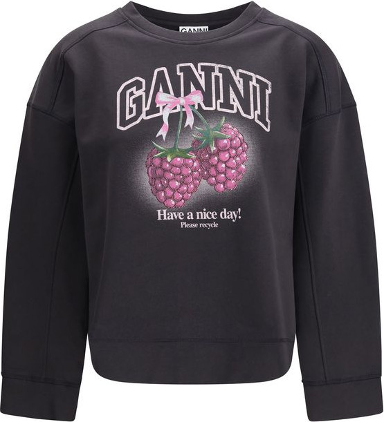 Свитшот GANNI Серый хлопковый свитшот