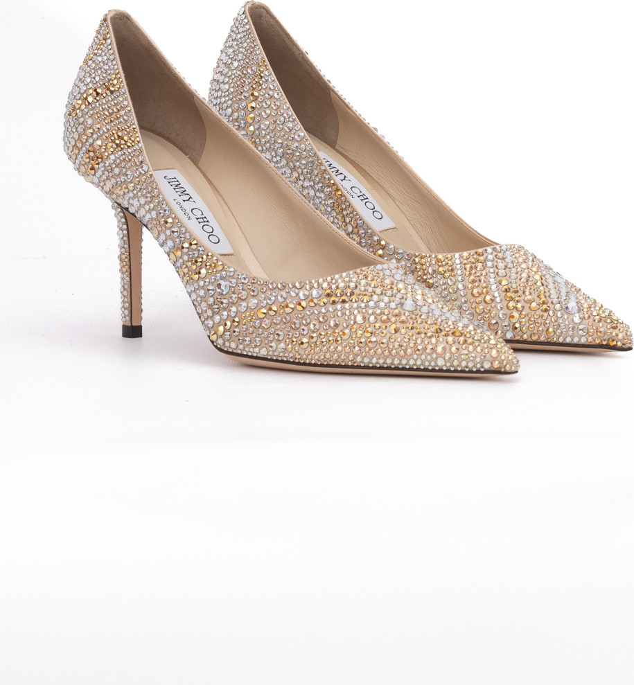 Туфли Jimmy Choo Gold Mix Crystal Love 85