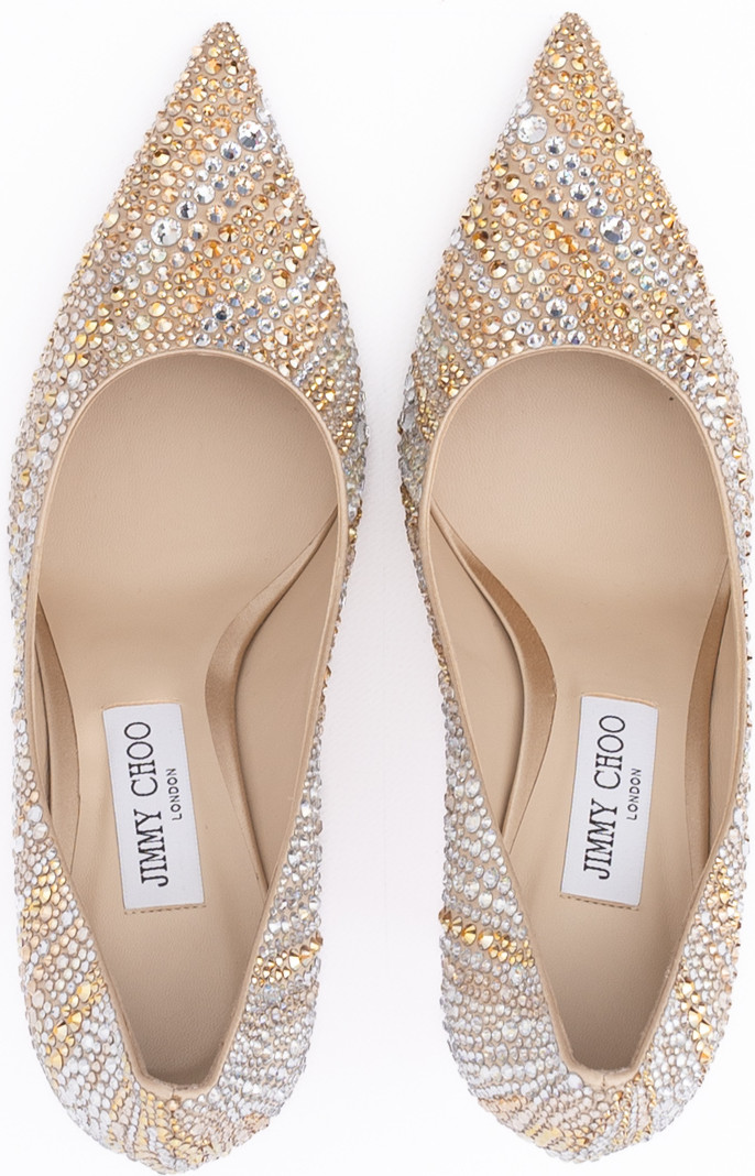 Туфли Jimmy Choo Gold Mix Crystal Love 85