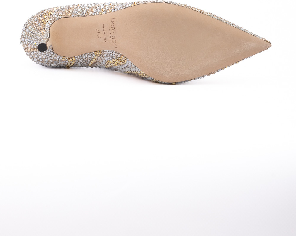 Туфли Jimmy Choo Gold Mix Crystal Love 85