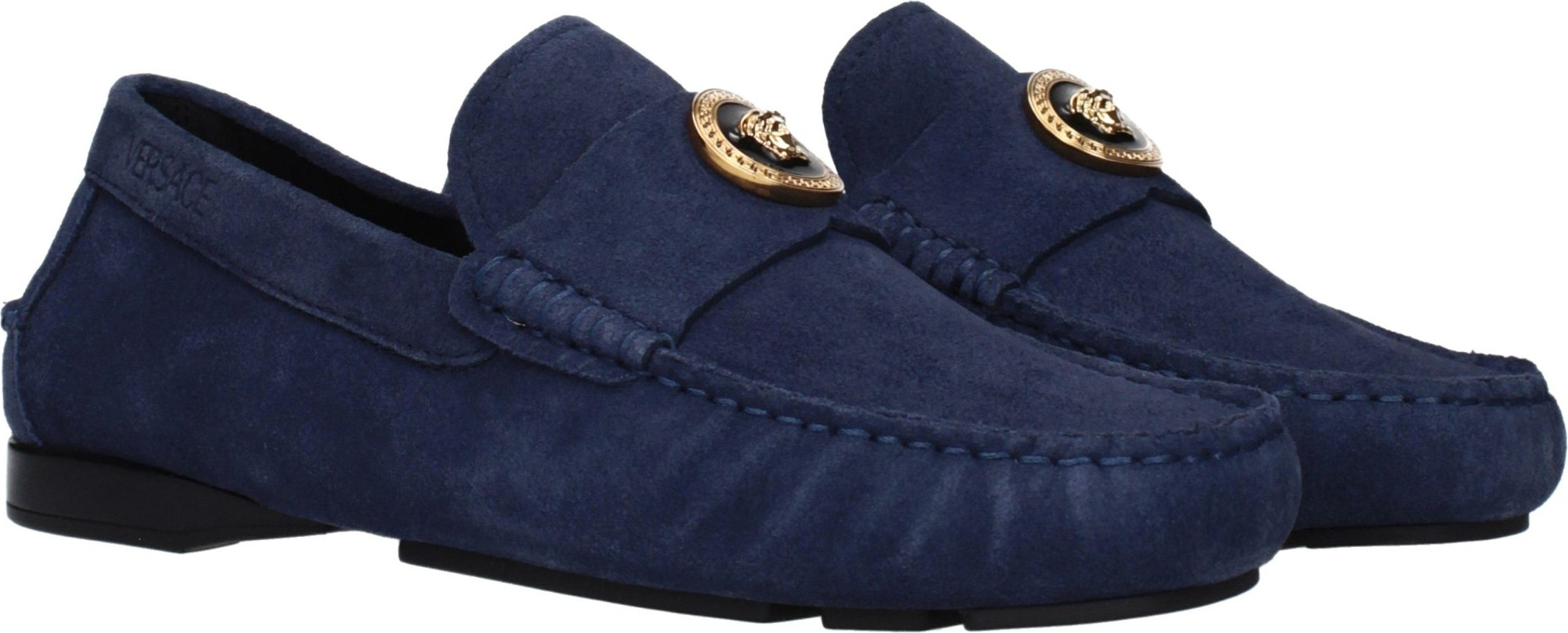 Mocassini Versace Blue Leather Slip-On