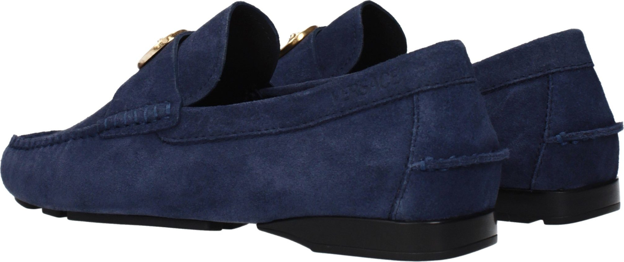Mocassini Versace Blue Leather Slip-On
