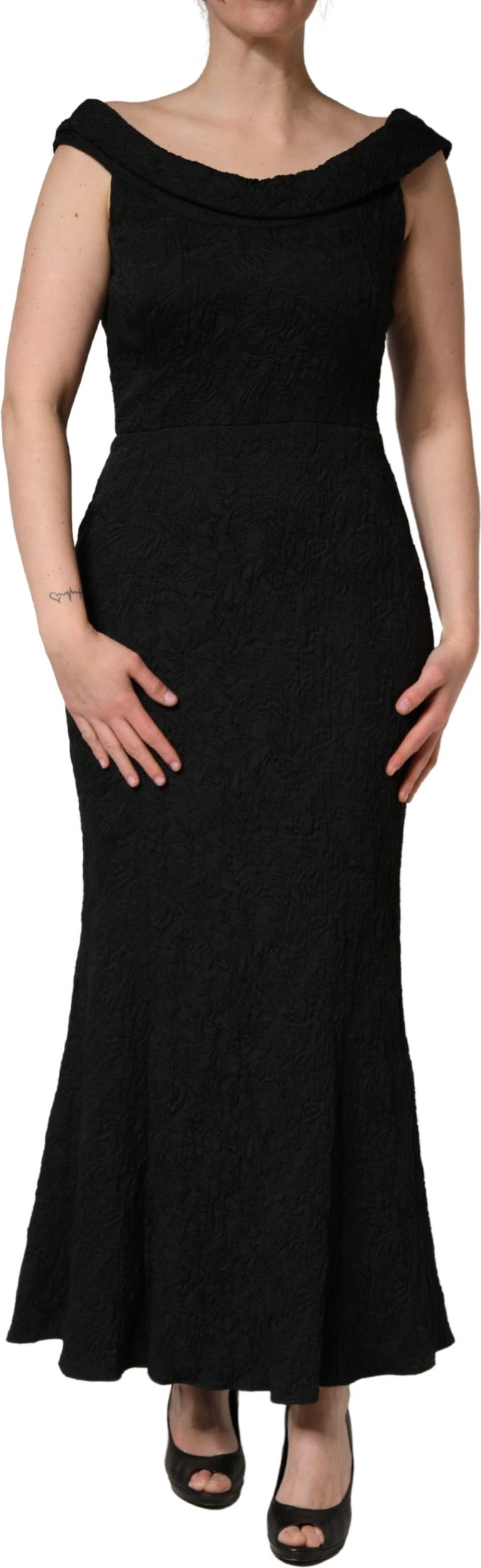 Dress Dolce & Gabbana Black Floral Brocade Sheath Mermaid Dress