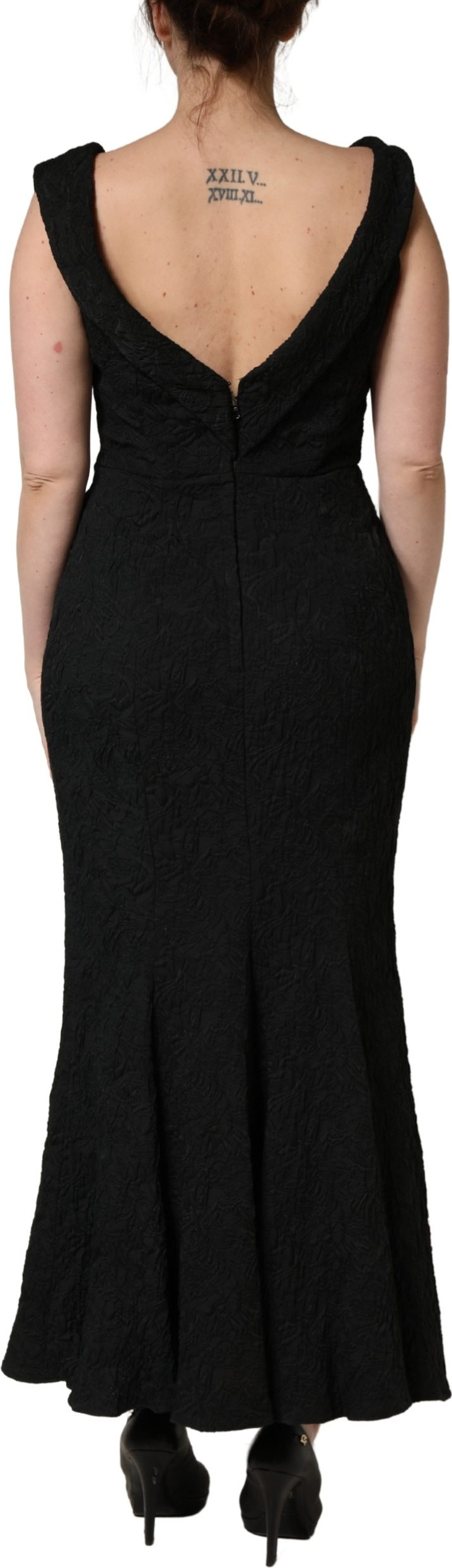Kleid Dolce & Gabbana Schwarzes Blumen-Brocade Hüllen-Meerjungfrauenkleid