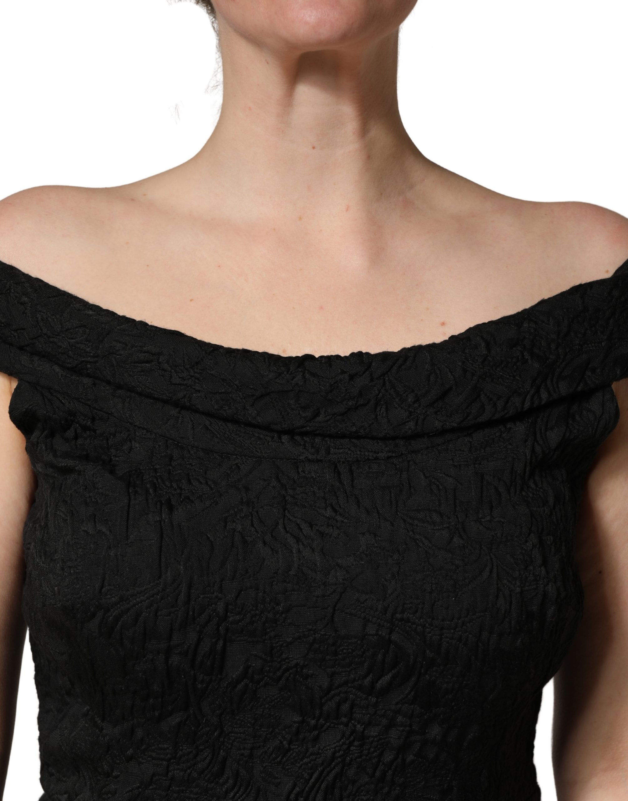 Kleid Dolce & Gabbana Schwarzes Blumen-Brocade Hüllen-Meerjungfrauenkleid