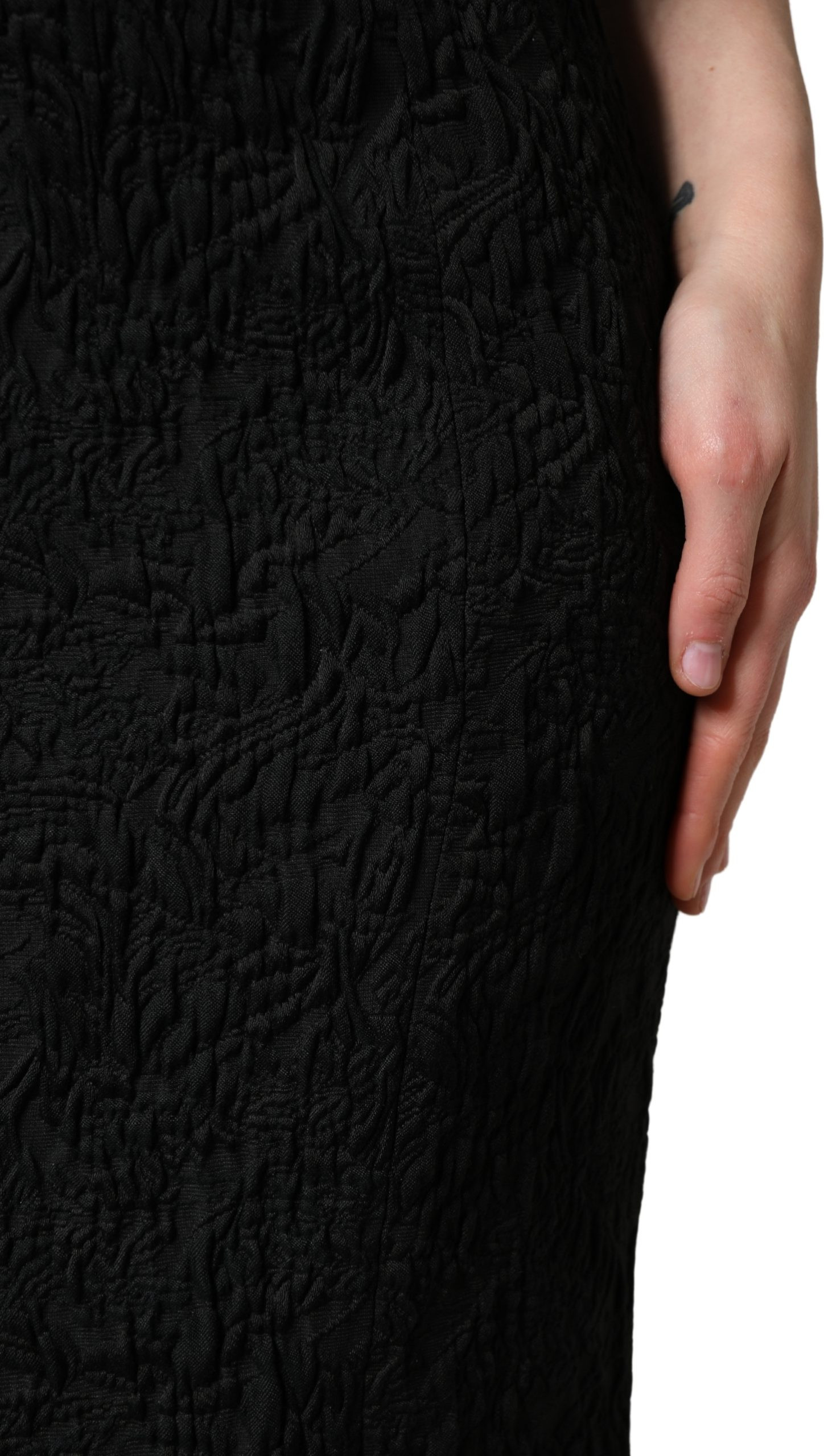 Kleid Dolce & Gabbana Schwarzes Blumen-Brocade Hüllen-Meerjungfrauenkleid