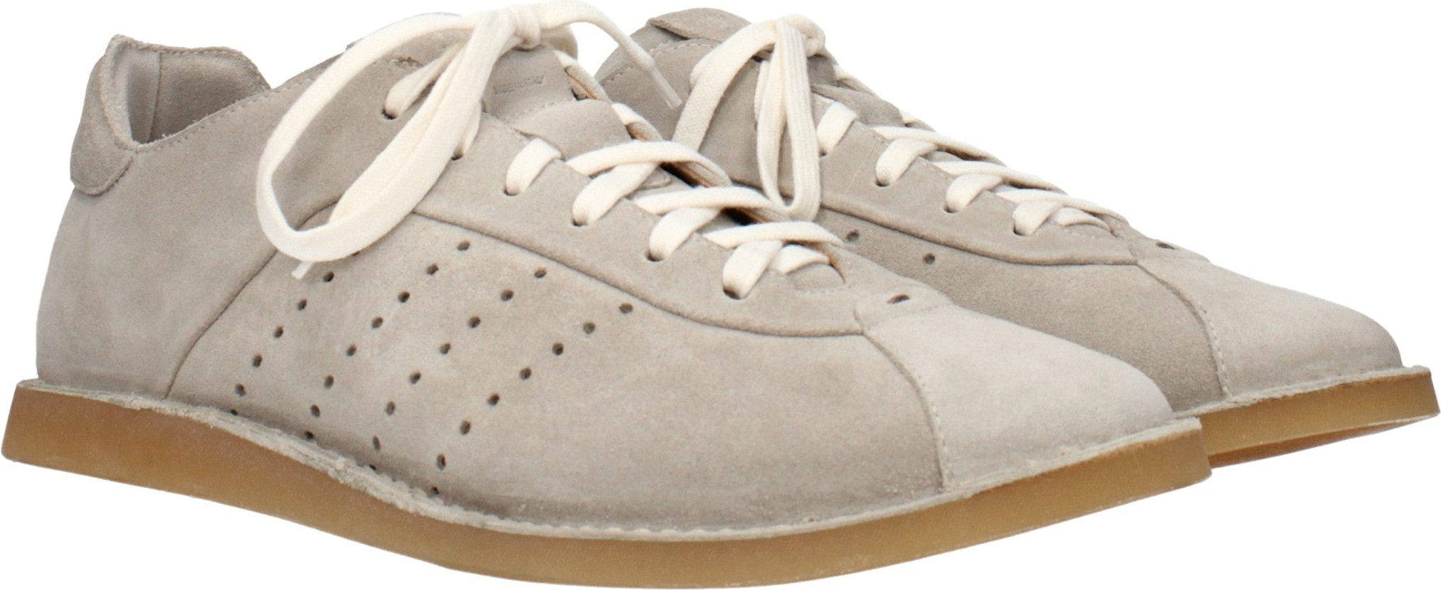 Gray Leather Low Top Sneakers