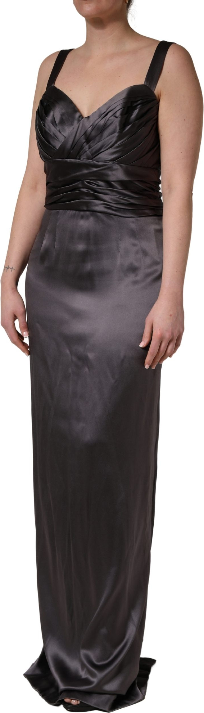 Black Satin Sleeveless Sweetheart Dress Dolce & Gabbana