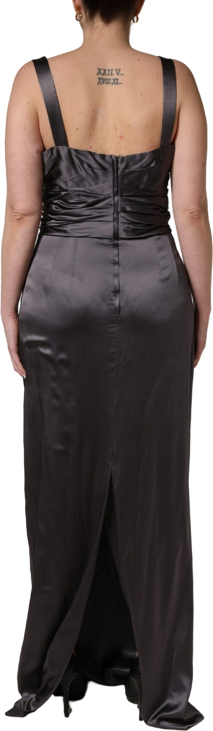 Black Satin Sleeveless Sweetheart Dress Dolce & Gabbana