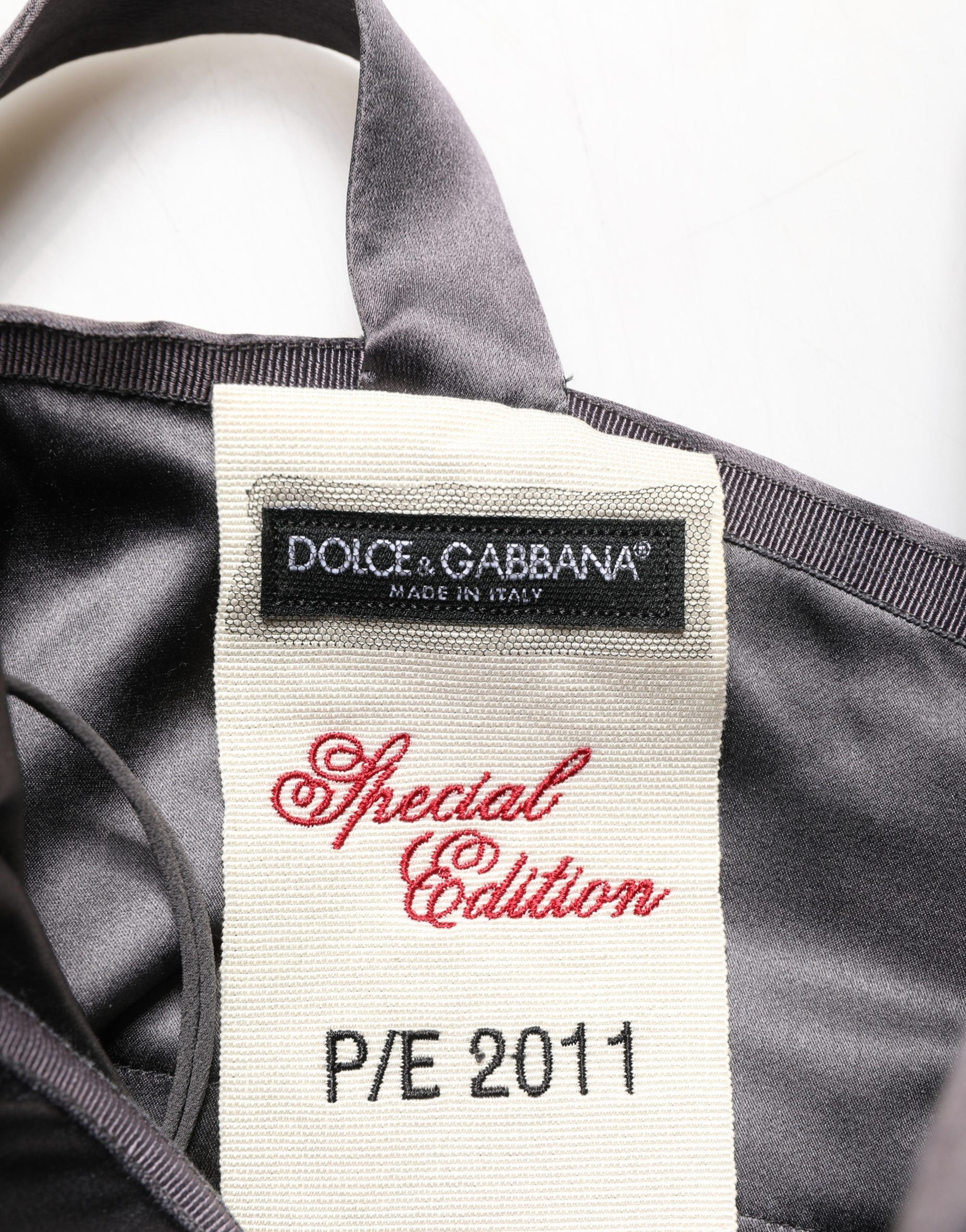 Black Satin Sleeveless Sweetheart Dress Dolce & Gabbana