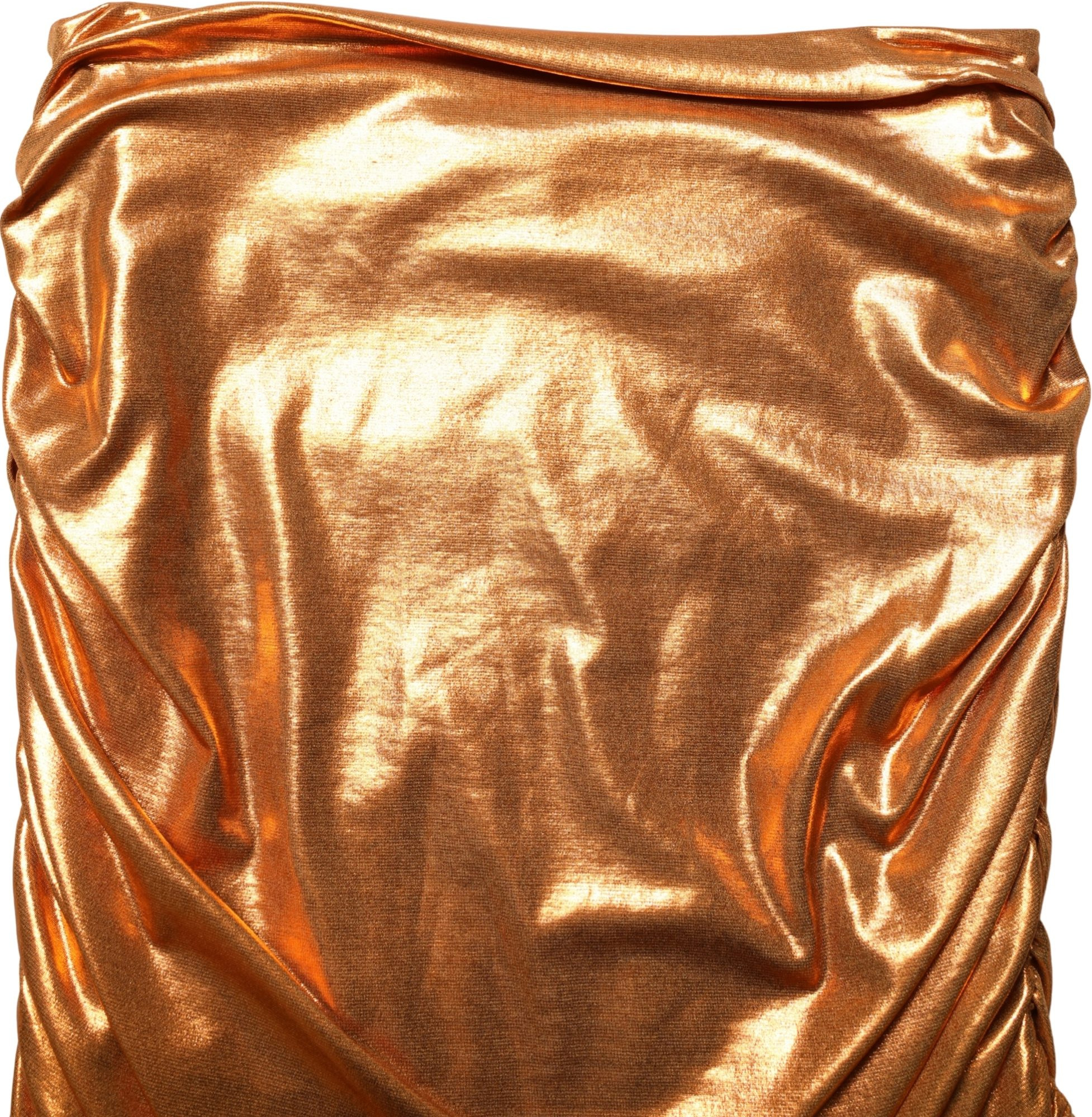 Skirt Metallic Orange Ruched Lame Bodycon Mini Skirt Dolce & Gabbana
