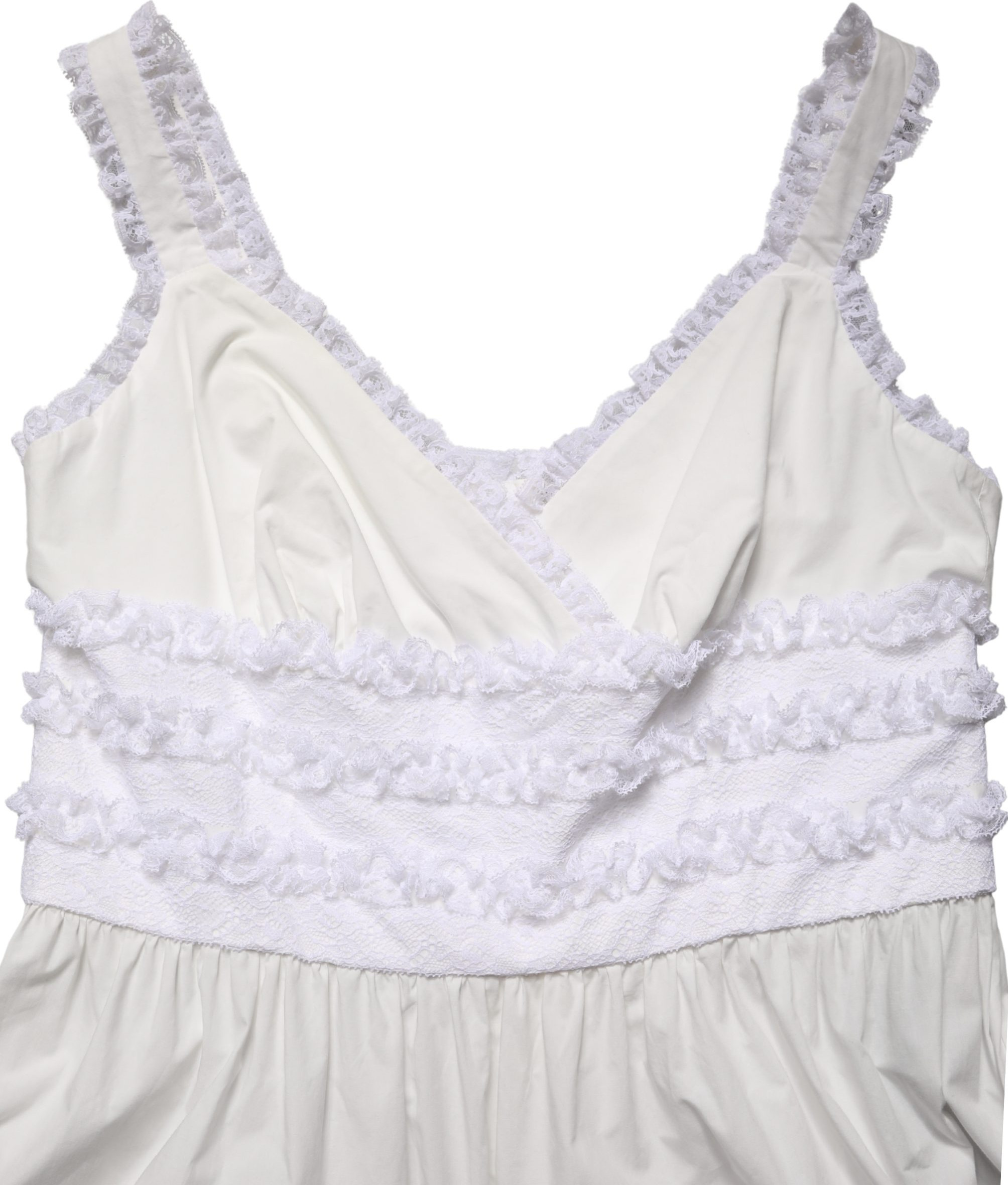Weißes ärmelloses Spitzen-Maxikleid aus Baumwolle von Dolce & Gabbana